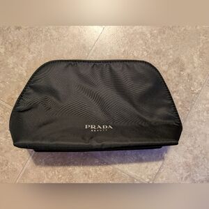 PRADA Beauty Pouch Charcoal Black Travel Toiletry Bag Polyester
